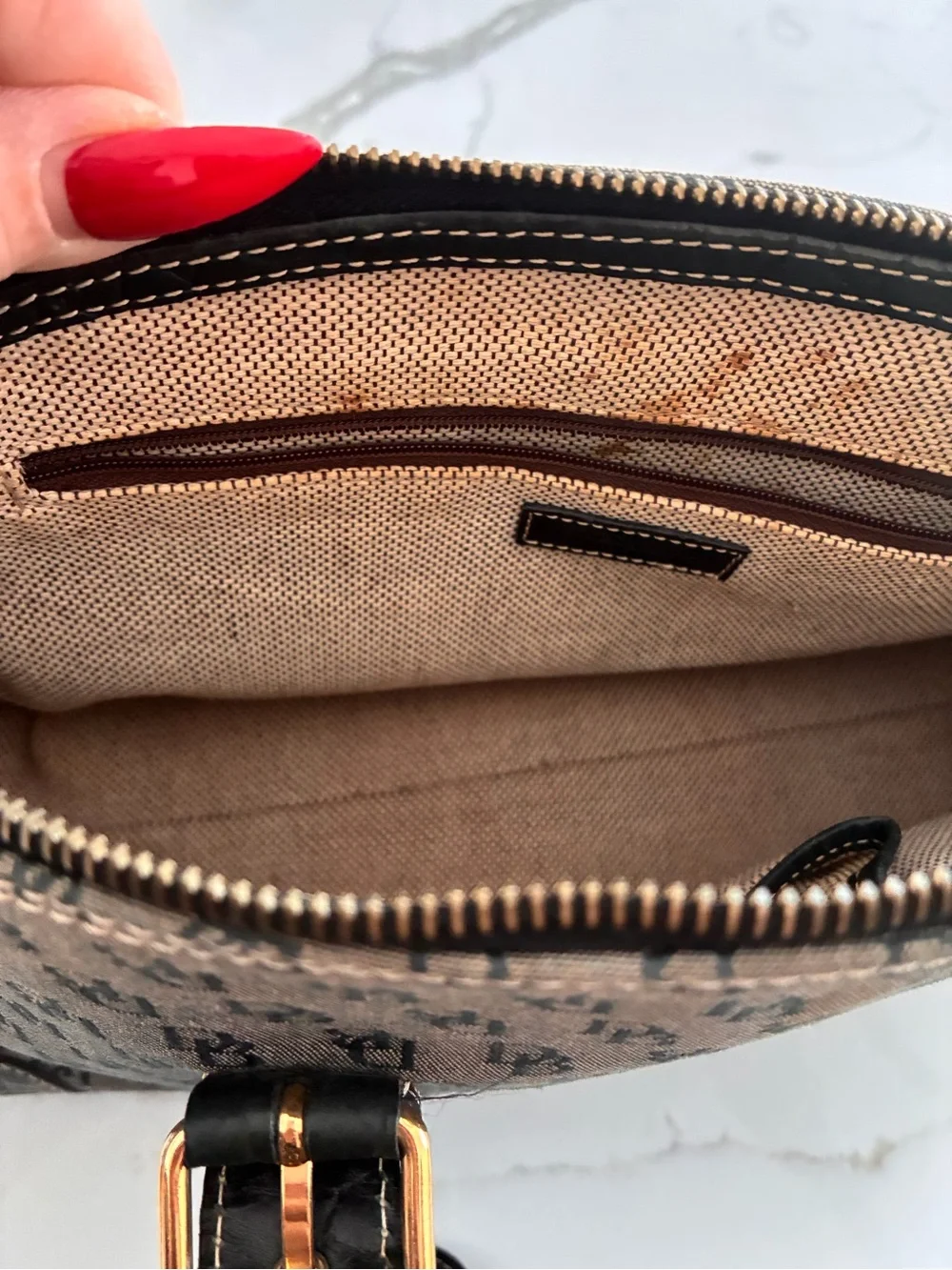 Dooney & Bourke Black and Gray Signature Satchel